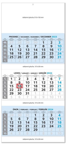 Obrázky: TRIO MAXI BLUE - trojmesačný skladací kalendár, Obrázok 2