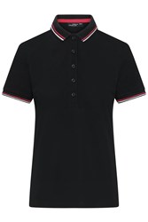 Obrázky: Dám. čierna polokošeľa BLACK 210,červený pásik XXL