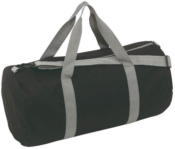 Obrázky: Čierna jednoduchá športová taška, šedé popruhy