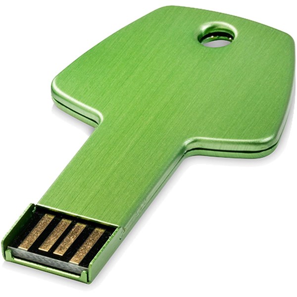 Obrázky: Zelený hliníkový USB flash disk 32GB, tvar kľúča