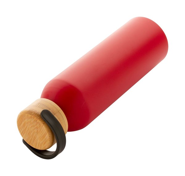 Obrázky: Červená hliník. šport. fľaša,bambus.viečko,600 ml, Obrázok 4
