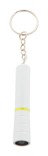 Obrázky: Biela plastová mini LED baterka, žltý krúžok