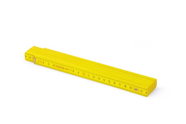 Obrázky: Žltý drevený skladací meter, skryté kovanie, 2 m, Obrázok 2