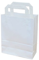 Obrázky: Papierová taška 18x8x22 cm,ploché drž.,biela-kraft