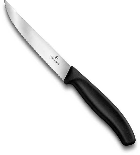 Obrázky: Čierny steakový nôž s vlnovkovým ostrím 12 cm