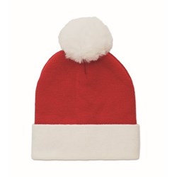 Obrázky: Vianočná červená pletená čiapka s bielym brmbolcom