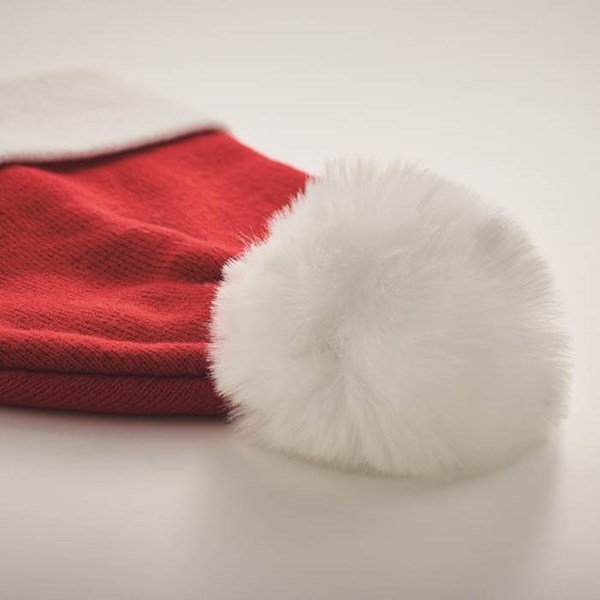 Obrázky: Vianočná červená pletená čiapka s bielym brmbolcom, Obrázok 4