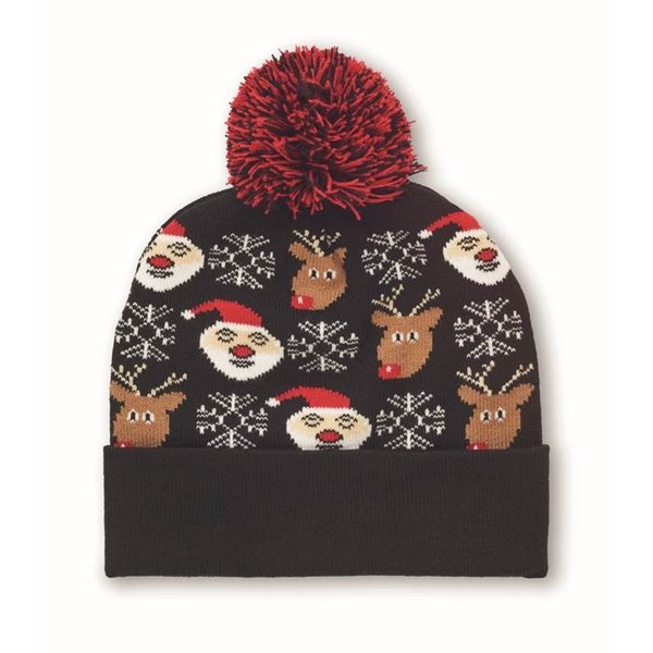 Obrázky: Vianočná pletená čiapka čierna