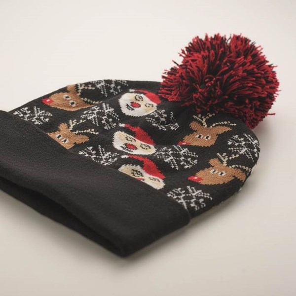 Obrázky: Vianočná pletená čiapka čierna, Obrázok 3
