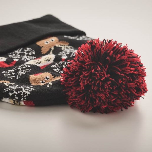 Obrázky: Vianočná pletená čiapka čierna, Obrázok 4