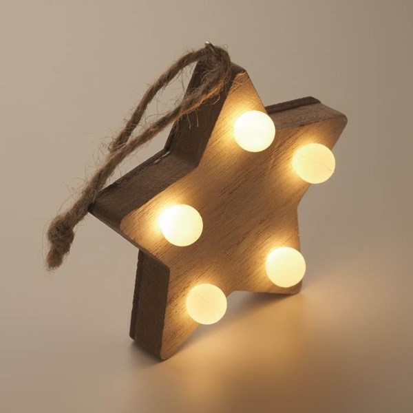 Obrázky: Vianočná ozdôba - drevená hviezda so svetielkami, Obrázok 5