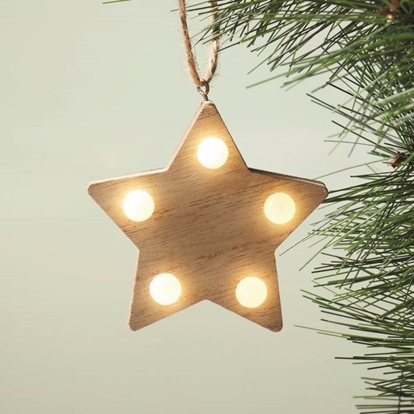 Obrázky: Vianočná ozdôba - drevená hviezda so svetielkami, Obrázok 6