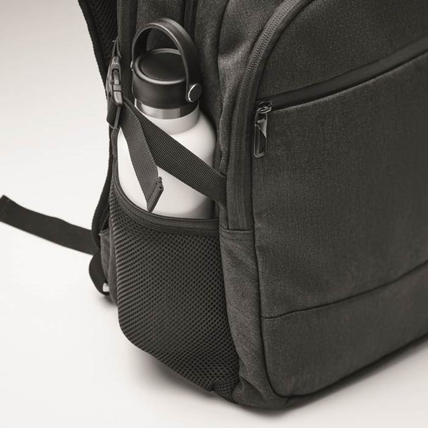 Obrázky: Čierny polstrov.ruksak na notebook z 600D RPET PE, Obrázok 3