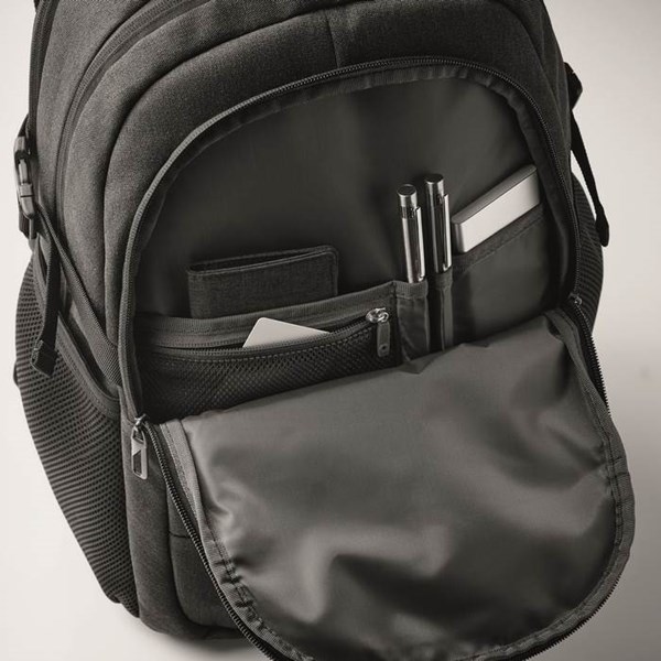 Obrázky: Čierny polstrov.ruksak na notebook z 600D RPET PE, Obrázok 8