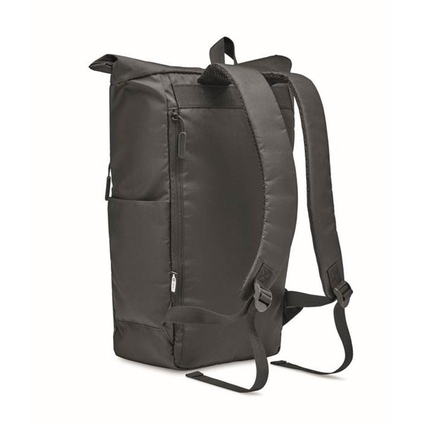 Obrázky: Čierny rolovací ruksak na notebook z 300D RPET PE, Obrázok 2