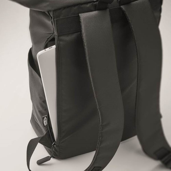 Obrázky: Čierny rolovací ruksak na notebook z 300D RPET PE, Obrázok 7