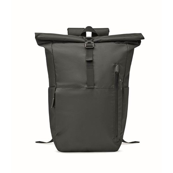 Obrázky: Čierny rolovací ruksak na notebook z 300D RPET PE, Obrázok 11