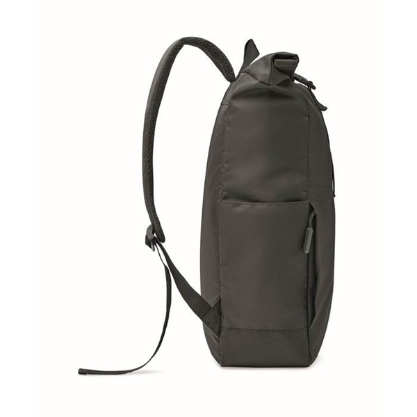 Obrázky: Čierny rolovací ruksak na notebook z 300D RPET PE, Obrázok 15