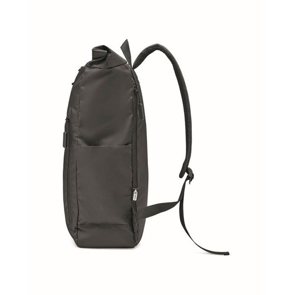 Obrázky: Čierny rolovací ruksak na notebook z 300D RPET PE, Obrázok 16
