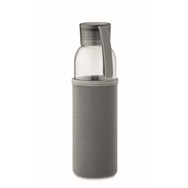 Obrázky: Fľaša zo skla s tmav. šedým neoprén.obalom, 500 ml