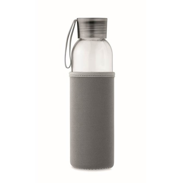 Obrázky: Fľaša zo skla s tmav. šedým neoprén.obalom, 500 ml, Obrázok 4
