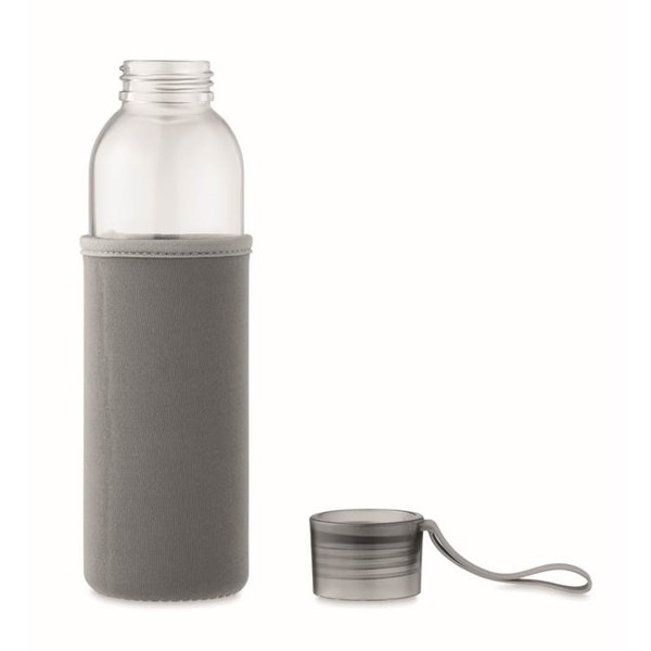 Obrázky: Fľaša zo skla s tmav. šedým neoprén.obalom, 500 ml, Obrázok 6