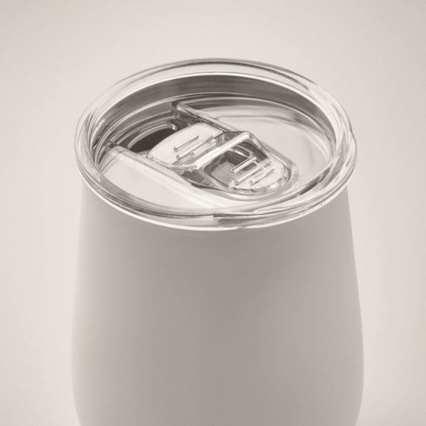 Obrázky: Biely hrnček z recykl. nerezu 500ml, posuv.viečko, Obrázok 3