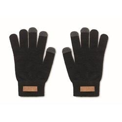 Obrázky: Čierne hmatové rukavice z RPET s korkovým štítkom