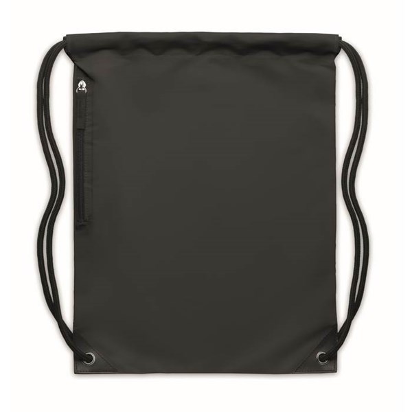 Obrázky: Čierny lesklý sťahovací ruksak, bočné vrecko, Obrázok 2