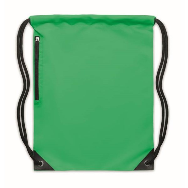 Obrázky: Zelený lesklý sťahovací ruksak, bočné vrecko, Obrázok 2