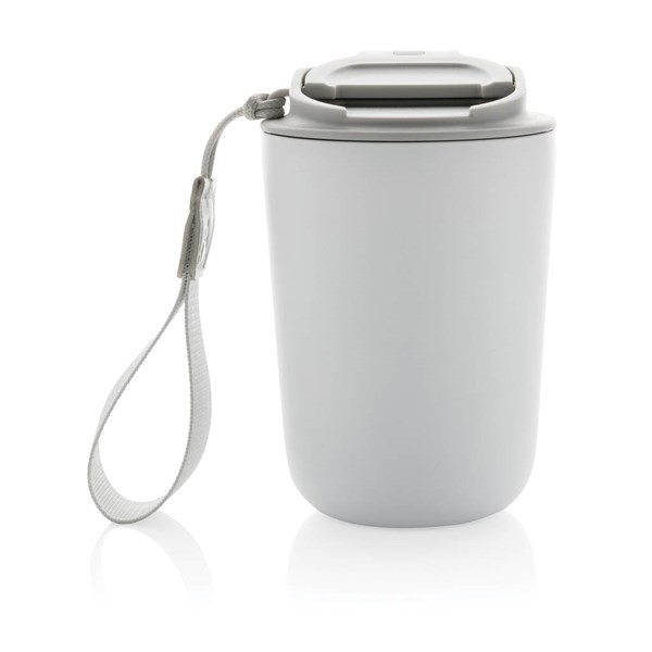 Obrázky: Biely termohrnček Cuppa 0,38 l, nerez oceľ,pútko, Obrázok 5