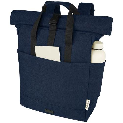 Obrázky: Modrý ruksak na notebook z recyk. plátna GRS, 15 l, Obrázok 4