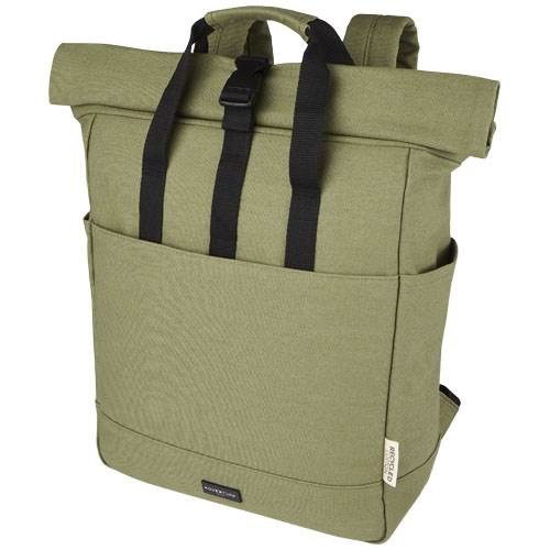 Obrázky: olívový ruksak na notebook z recyk.plátna GRS,15 l, Obrázok 7