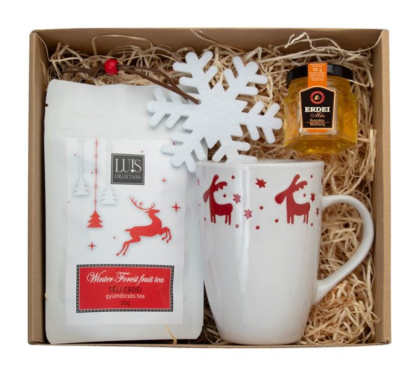 Obrázky: Vianočná darček. sada-čaj,hrnček,lesný med,ozdoba