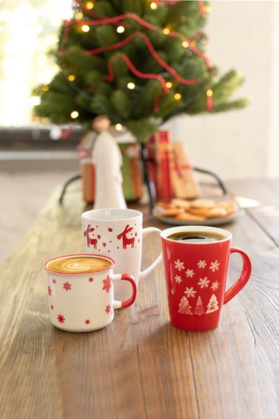 Obrázky: Vianočný  červený porcelánový hrnček 380 ml, Obrázok 3