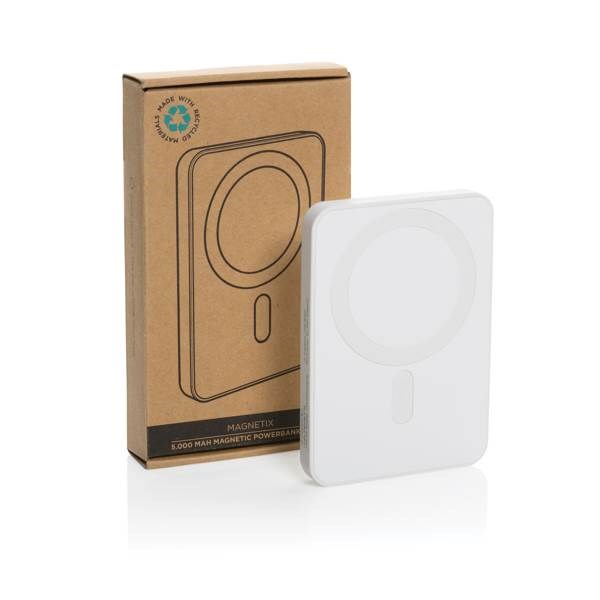 Obrázky: Biela  bezdrôtová powerbanka 5000mAh Magnetix, Obrázok 9