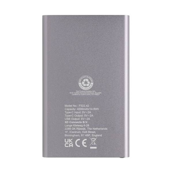 Obrázky: Antracit. powerbanka 4000mAh, rec.plast a hliník, Obrázok 5