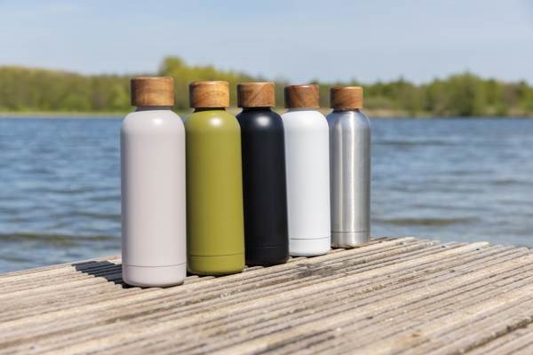 Obrázky: Strieborná termofľaša Wood 0,5 l ,nerez oceľ, Obrázok 6