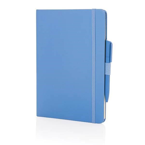Obrázky: Sv.modrý klasický zápisník A5 Sam, RCS lepená koža, Obrázok 2