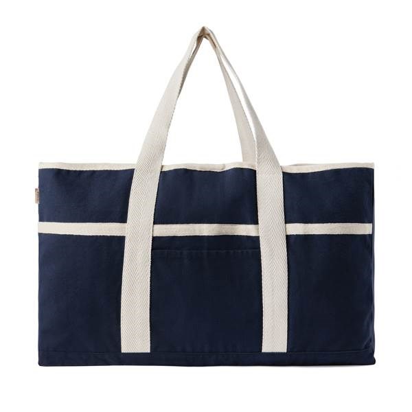 Obrázky: Modro/biela plážová taška VINGA, recykl. canvas
