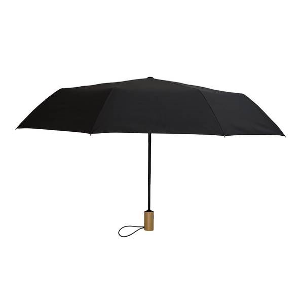 Obrázky: Čierny automatický dáždnik s drevenou rukoväťou, Obrázok 2