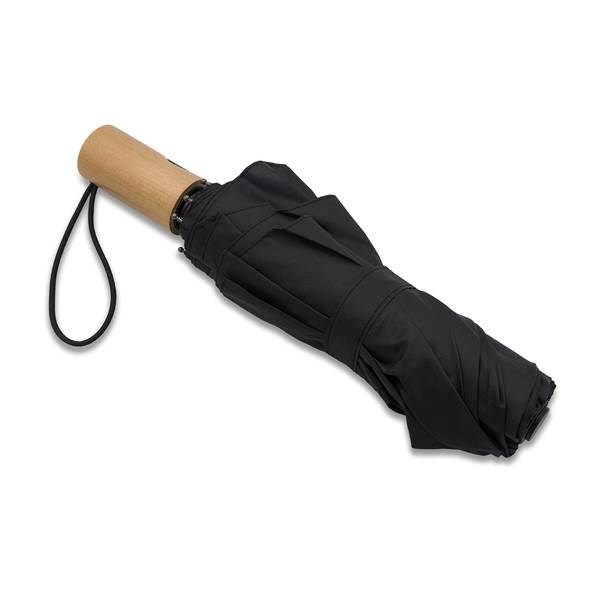 Obrázky: Čierny automatický dáždnik s drevenou rukoväťou, Obrázok 4