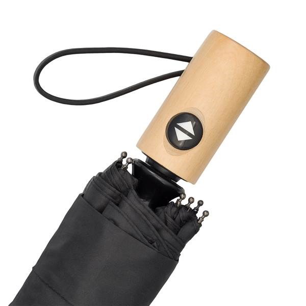 Obrázky: Čierny automatický dáždnik s drevenou rukoväťou, Obrázok 5