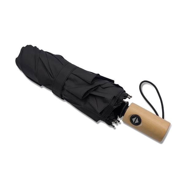 Obrázky: Čierny automatický dáždnik s drevenou rukoväťou, Obrázok 6