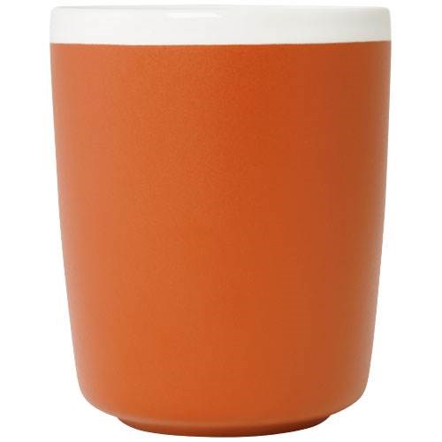 Obrázky: Oranžový keramický hrnček 310ml s bielym okrajom, Obrázok 2