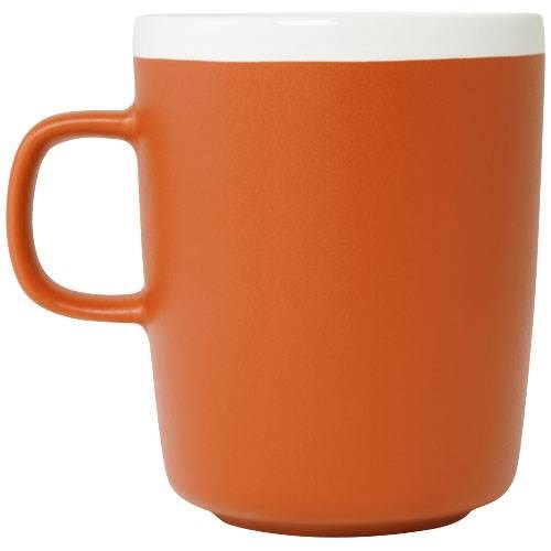 Obrázky: Oranžový keramický hrnček 310ml s bielym okrajom, Obrázok 6