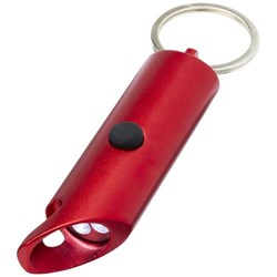 Obrázky: Červená recyklo hliníková LED baterka a otvárač