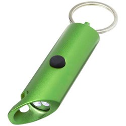 Obrázky: Zelená recyklo hliníková LED baterka a otvárač