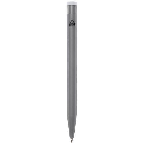 Obrázky: Šedé guličkové pero, biely klip, rec. plast, MN, Obrázok 2