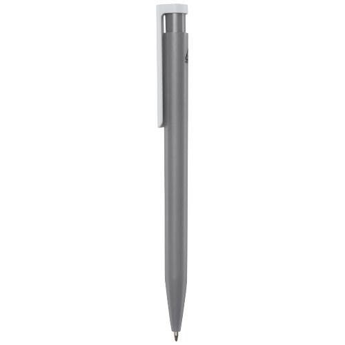 Obrázky: Šedé guličkové pero, biely klip, rec. plast, MN, Obrázok 3